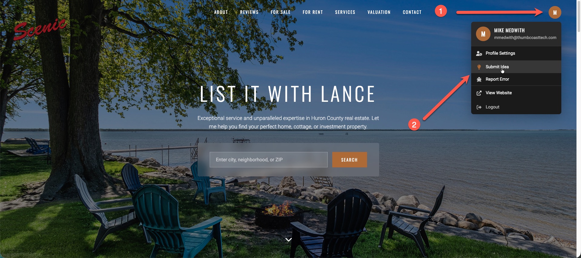 Example of idea submission menu - click to enlarge
