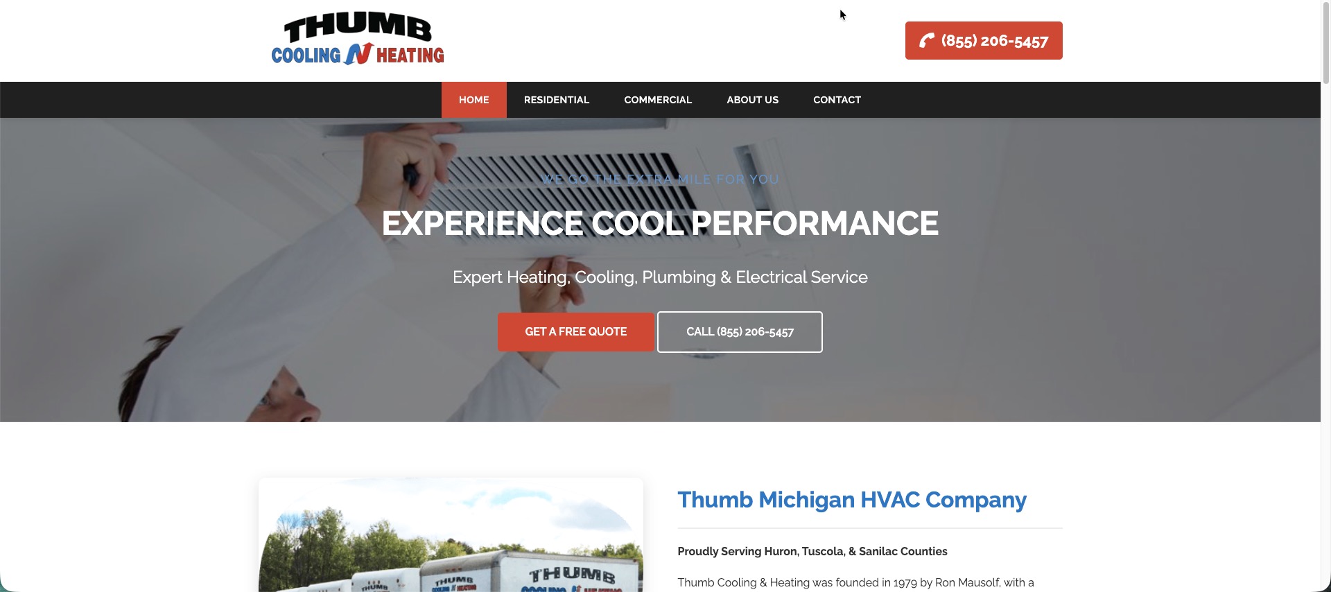 Thumb Cooling & Heating website example